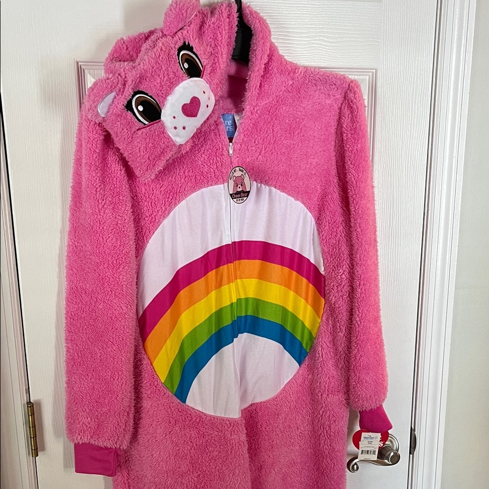 Care Bears Pink Fleece Pajama One Piece Zip up Cheer Bear